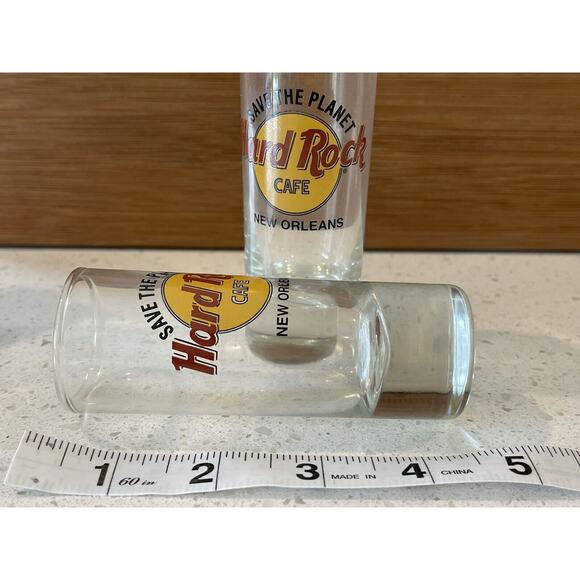 Hard Rock Cafe Shot Glass New Orleans‎ Save The Planet Set Of 2 In Original Box - Picture 7 of 8